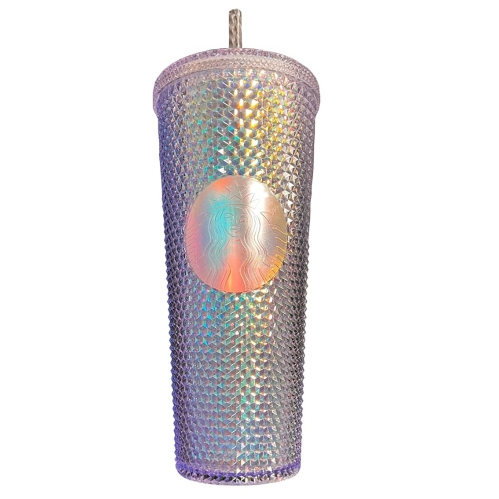 NWT Large Unicorn Purple Iridescent Studded Sparkle Starbucks Cup w Lid & Straw